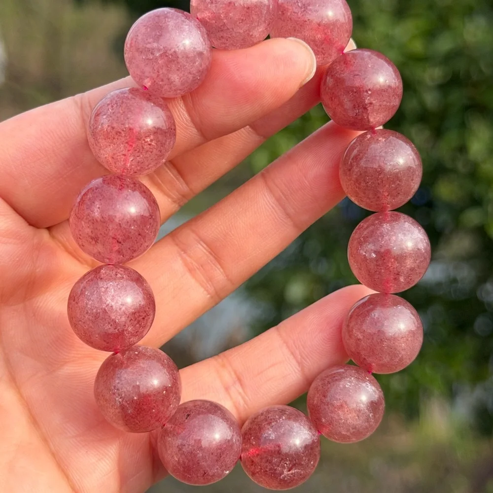 15.5mm stretchable‎ red strawberry quartz bracelet 1104